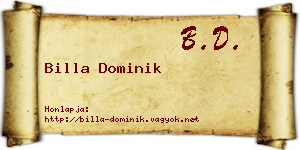 Billa Dominik névjegykártya